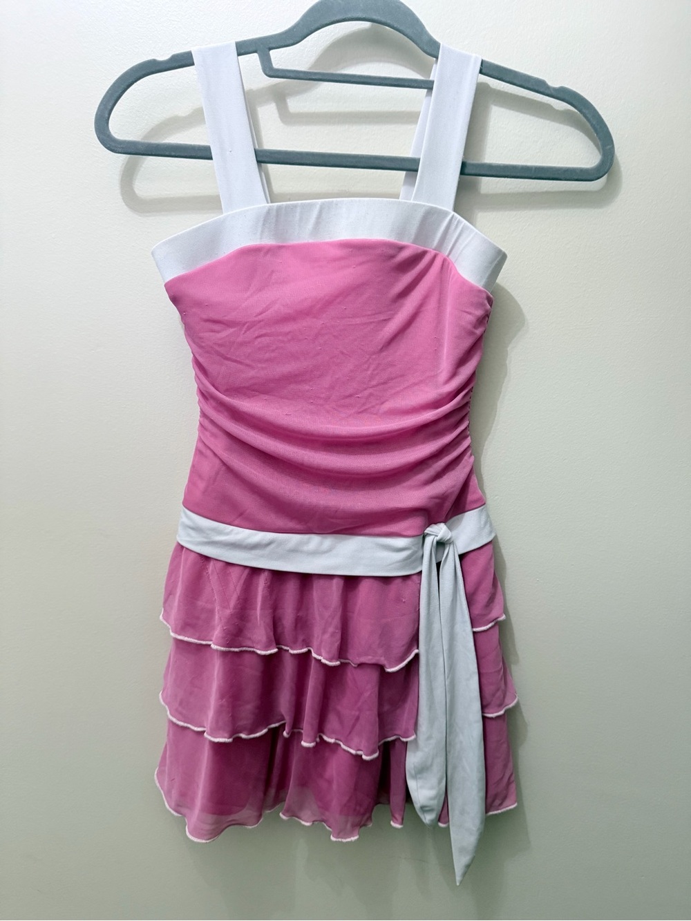 Y2K Bubble Gum Pink Girly Tiered Ruffle Shirt Dress Girls 10 USA Barbie Bratz